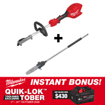 Milwaukee M18 FUEL QUIK-LOK Power Head + Pole Saw Attachment with BONUS