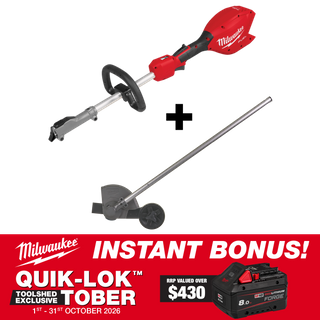 Milwaukee M18 FUEL QUIK-LOK Power Head + Edger Attachment with BONUS