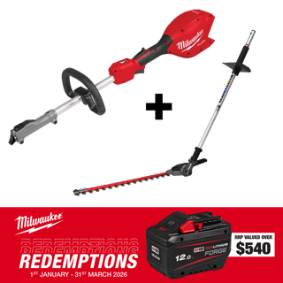 Milwaukee M18 FUEL QUIK-LOK Power Head 18V -Bare Tool + Hedge Trimmer Attachment