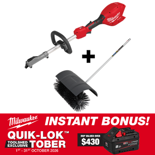 Milwaukee M18 FUEL QUIK-LOK Power Head + Bristle Brush Attachment with BONUS