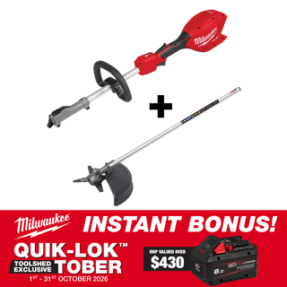 Milwaukee M18 FUEL QUIK-LOK Power Head + Brush Cutter Attachment with BONUS
