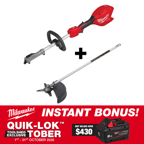 Milwaukee M18 FUEL QUIK-LOK Power Head + Brush Cutter Attachment with BONUS