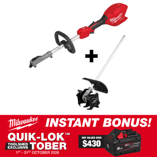 Milwaukee M18 FUEL QUIK-LOK Power Head + Cultivator Attachment with BONUS
