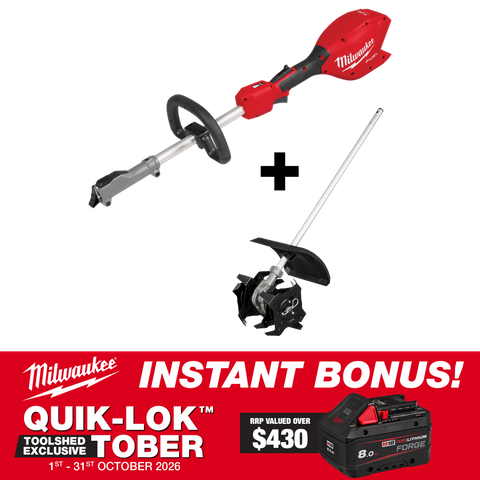Milwaukee M18 FUEL QUIK-LOK Power Head + Cultivator Attachment with BONUS