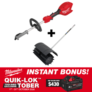 Milwaukee M18 FUEL QUIK-LOK Power Head + Rubber Broom Attachment with BONUS