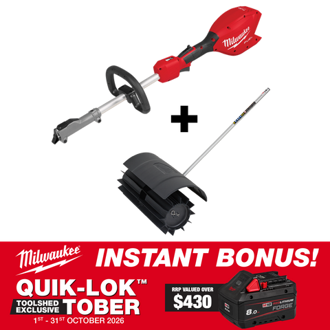 Milwaukee M18 FUEL QUIK-LOK Power Head + Rubber Broom Attachment with BONUS