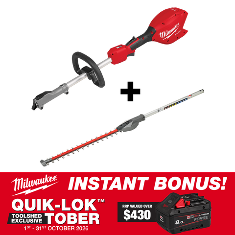 Milwaukee M18 FUEL QUIK-LOK Power Head + Short Trimmer Attachment with BONUS