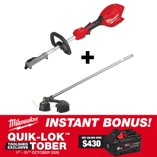 Milwaukee M18 FUEL QUIK-LOK Power Head + Line Trimmer Attachment with BONUS