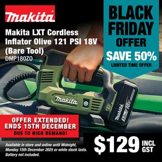 Makita LXT Cordless Inflator Olive 121psi 18V - Bare Tool