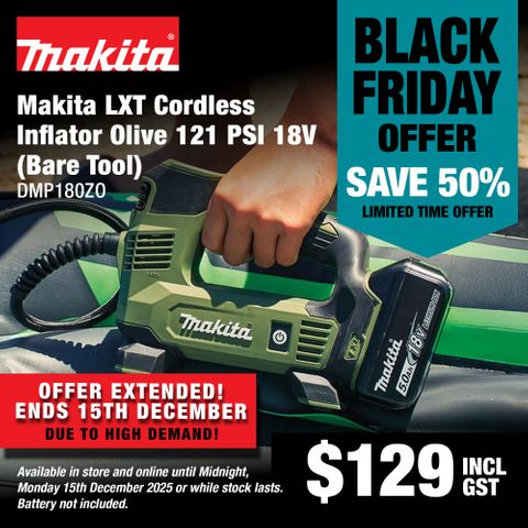 Makita LXT Cordless Inflator Olive 121psi 18V - Bare Tool