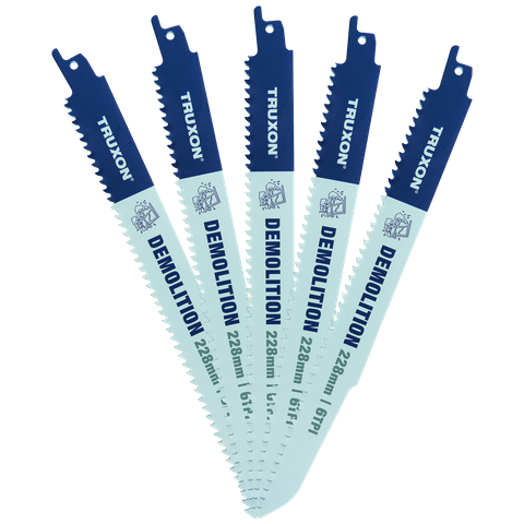TRUXON Demolition Reciprocating Saw Blade Bi Metal 228mm 6TPI 5pk