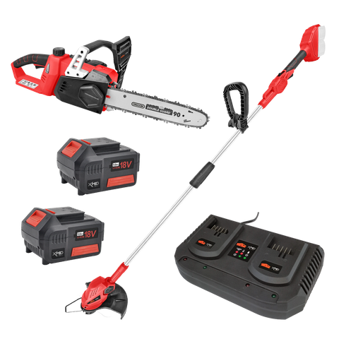 XHD Lithium Cordless Chainsaw and Line Trimmer 36V 2x 5Ah Kit
