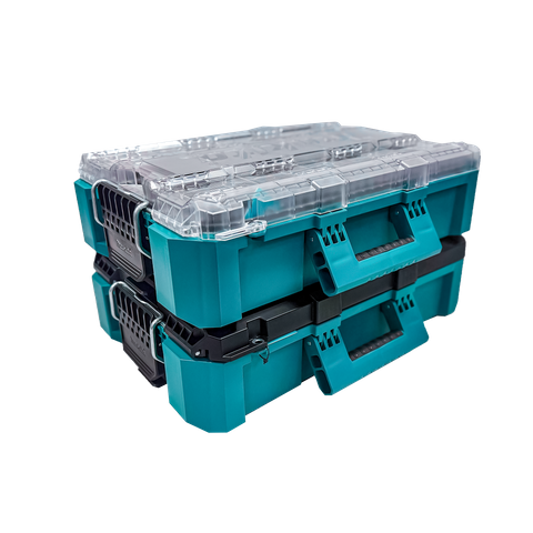 Makita MAKTRAK Medium Toolbox & Deep Medium Organiser Set