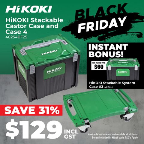 HiKOKI Stackable Castor Case and Case 4 with BONUS
