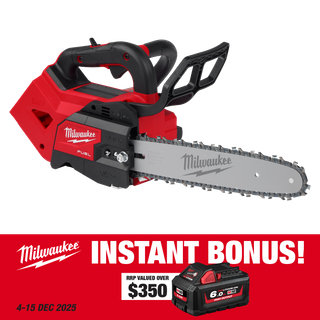 Milwaukee M18 FUEL Chainsaw Top Handle 12in 18V - Bare Tool with BONUS M18HB6