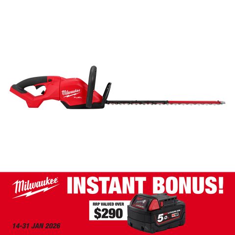 Milwaukee M18 FUEL Hedge Trimmer 24in/610mm 18V - Bare Tool with BONUS M18B5