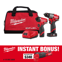 Milwaukee M12 FUEL Hammer Drill & Impact Driver 2A2 12V 4Ah/2Ah with BONUS