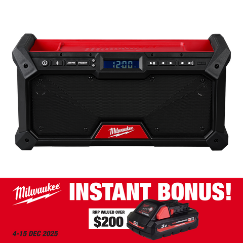 Milwaukee M18 Jobsite Radio 18V - Bare Tool with BONUS M18HB3