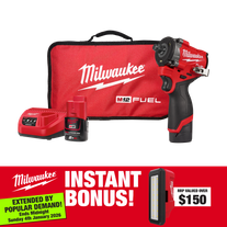 Milwaukee M12 FUEL Impact Wrench Stubby Gen2 1/2in 12V 2Ah with BONUS M12PAL-0