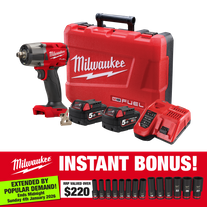 Milwaukee M18 FUEL Impact Wrench 1/2in 881Nm F/Ring 18V 5Ah with BONUS
