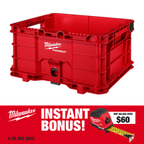 Milwaukee PACKOUT Crate with BONUS 8M Tape Measure