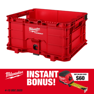 Milwaukee PACKOUT Crate with BONUS 8M Tape Measure