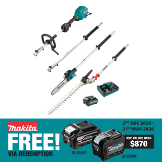 Makita XGT Multi-Function Outdoor Power Head Brushless 3pc Kit 40V 4Ah