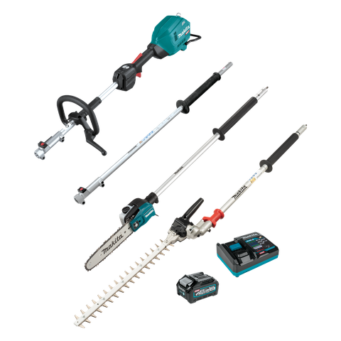 Makita XGT Multi-Function Outdoor Power Head Brushless 3pc Kit 40V 4Ah