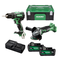 HiKOKI Cordless Driver Drill & Angle Grinder Kit 18V 5Ah
