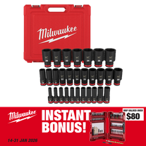 Milwaukee SHOCKWAVE Impact Socket Set 1/2in Dr Metric Deep 29pc with BON
