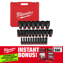 Milwaukee SHOCKWAVE Impact Socket Set 1/2in Dr Metric Deep 29pc with BON