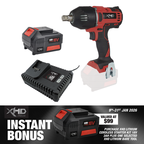 XHD Lithium Starter Kit 18V 3Ah with Impact Wrench 1/2in 400Nm 18V
