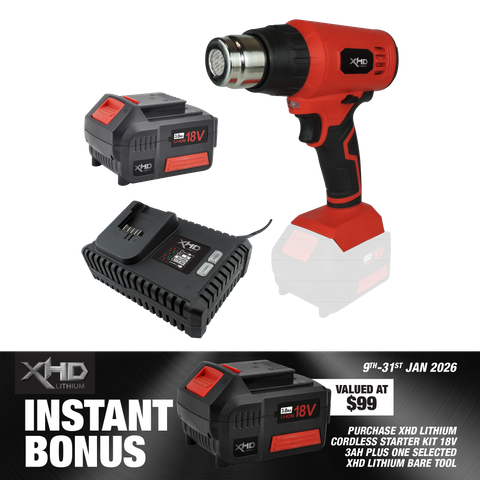 XHD Lithium Starter Kit 18V 3Ah with Heat Gun 18V