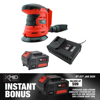 XHD Lithium Starter Kit 18V 3Ah with Orbital Sander 125mm 18V
