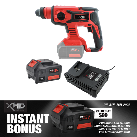 XHD Lithium Starter Kit 18V 3Ah with Rotary Hammer Drill 18V