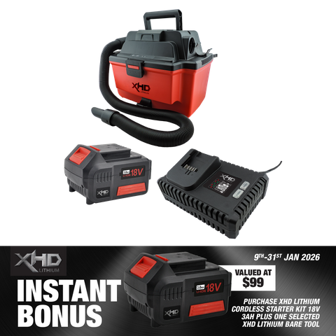XHD Lithium Starter Kit 18V 3Ah with Wet and Dry Vacuum Cleaner 18V