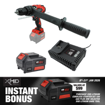 XHD Lithium Starter Kit 18V 3Ah with Heavy Duty Hammer Drill 150Nm 18V