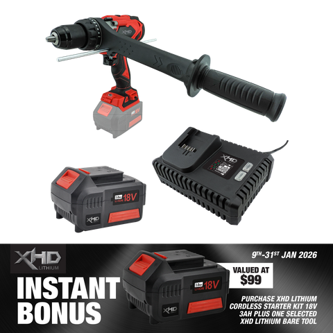 XHD Lithium Starter Kit 18V 3Ah with Heavy Duty Hammer Drill 150Nm 18V