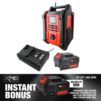 XHD Lithium Starter Kit 18V 3Ah with Jobsite Bluetooth Radio 18V