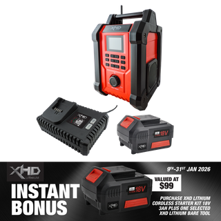 XHD Lithium Starter Kit 18V 3Ah with Jobsite Bluetooth Radio 18V