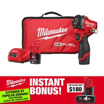 Milwaukee M12 FUEL Cordless Impact Wrench Stubby Gen2 3/8in 12v 2Ah with BONUS