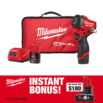Milwaukee M12 FUEL Cordless Impact Wrench Stubby Gen2 3/8in 12v 2Ah with BONUS