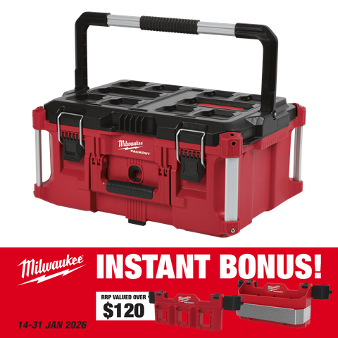 Milwaukee PACKOUT Large Tool Box with 2x BONUS PACKOUT Attachments