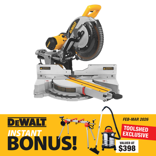 DEWALT Mitre Saw 305mm with Bonus ToolShed Stand and Vacuum