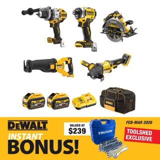 DEWALT Cordless Combo Kit 5pc with Bonus TRUXON 3/8in Dr Socket Set