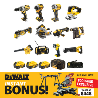 DEWALT Cordless Combo Kit Brushless 12pc with Bonus ToolShed Mitre Saw Kit