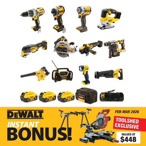 DEWALT Cordless Combo Kit Brushless 12pc with Bonus ToolShed Mitre Saw Kit