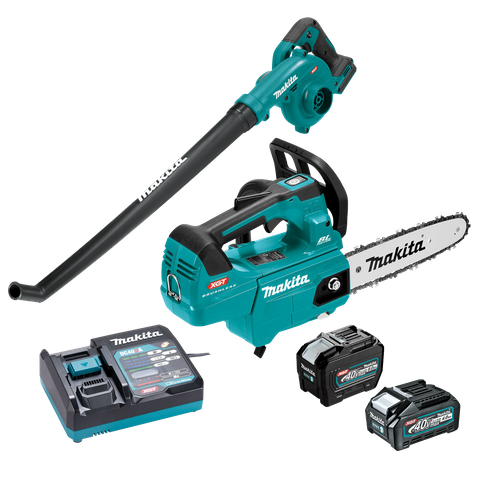 Makita XGT Cordless Chainsaw & Blower 40V Kit