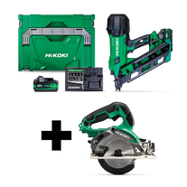 HiKOKI Cordless Brushless Framing Nailer Gasless & 125mm CIrcular Saw 18v Kit