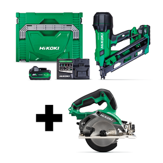HiKOKI Cordless Brushless Framing Nailer Gasless & 125mm CIrcular Saw 18v Kit